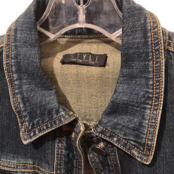 Beaded embroidered embellished denim jean jacket S - Picture 3 of 7